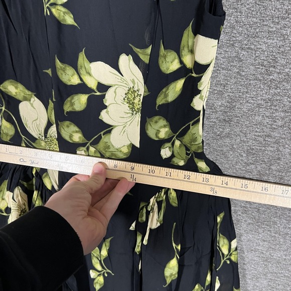 Reformation Anellis Dress Womens 0 Black Floral Fit & Flare Midi Sundress Party - Picture 5 of 13